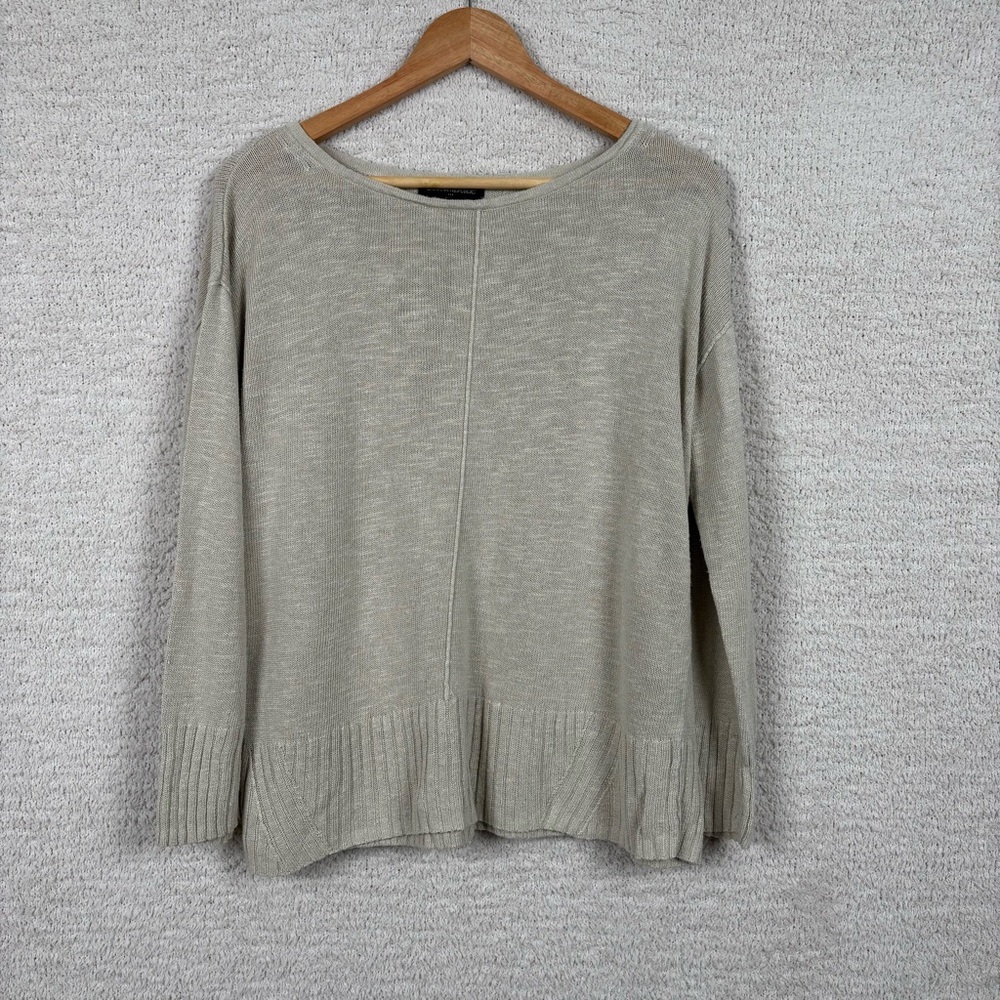 Banana Republic Sweater Womens Md Beige Long Sleeve Pull Over Ramie Cotton Blend